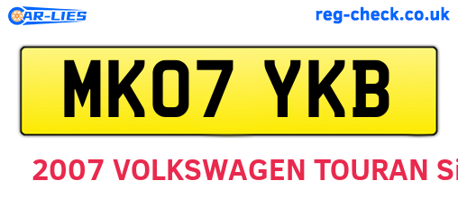 MK07YKB are the vehicle registration plates.