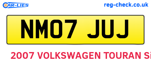 NM07JUJ are the vehicle registration plates.