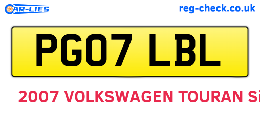 PG07LBL are the vehicle registration plates.
