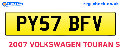 PY57BFV are the vehicle registration plates.