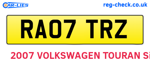 RA07TRZ are the vehicle registration plates.