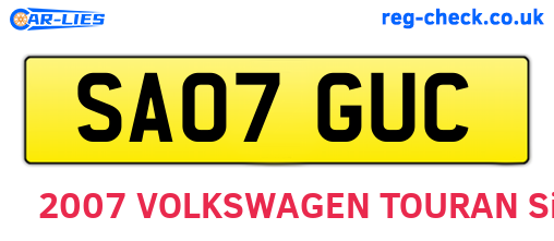 SA07GUC are the vehicle registration plates.