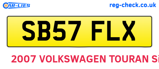 SB57FLX are the vehicle registration plates.