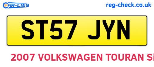 ST57JYN are the vehicle registration plates.
