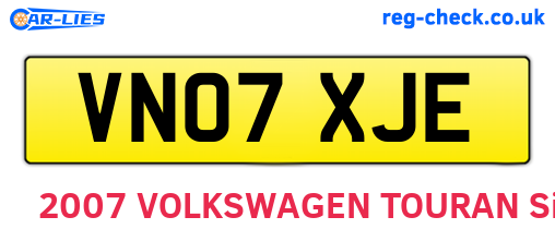 VN07XJE are the vehicle registration plates.