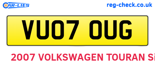 VU07OUG are the vehicle registration plates.
