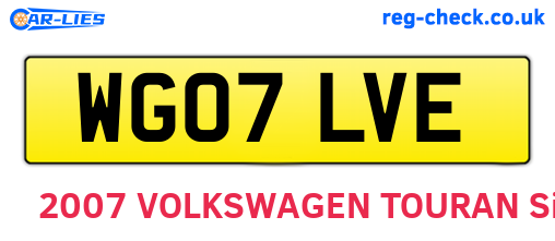 WG07LVE are the vehicle registration plates.