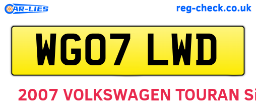 WG07LWD are the vehicle registration plates.