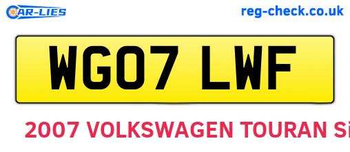 WG07LWF are the vehicle registration plates.