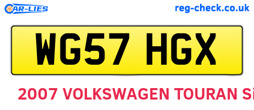 WG57HGX are the vehicle registration plates.