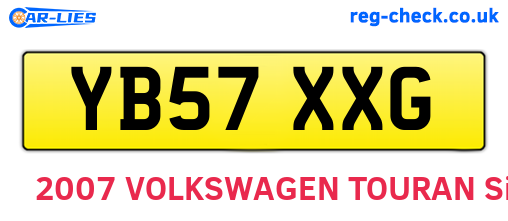 YB57XXG are the vehicle registration plates.