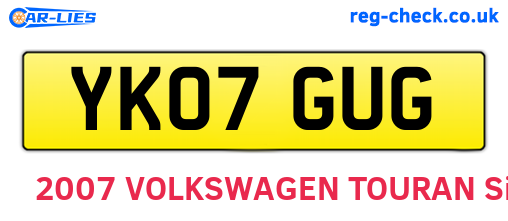 YK07GUG are the vehicle registration plates.