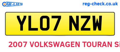 YL07NZW are the vehicle registration plates.