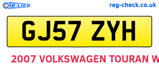 GJ57ZYH are the vehicle registration plates.