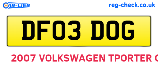 DF03DOG are the vehicle registration plates.