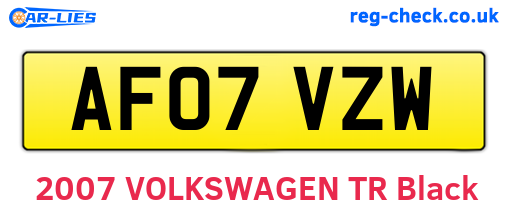 AF07VZW are the vehicle registration plates.
