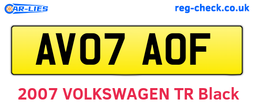 AV07AOF are the vehicle registration plates.