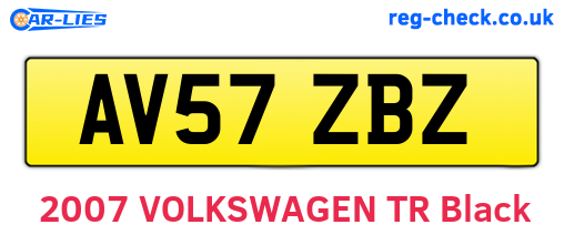 AV57ZBZ are the vehicle registration plates.
