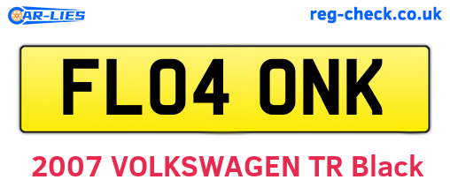 FL04ONK are the vehicle registration plates.
