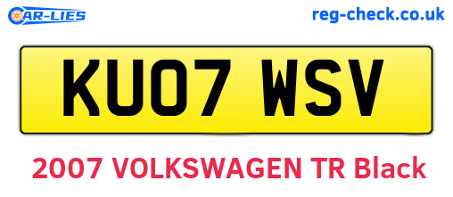 KU07WSV are the vehicle registration plates.