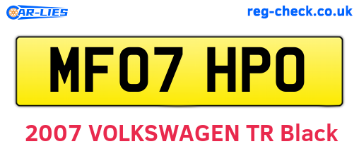 MF07HPO are the vehicle registration plates.
