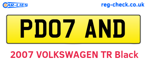 PD07AND are the vehicle registration plates.