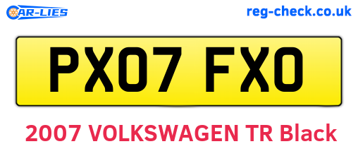 PX07FXO are the vehicle registration plates.