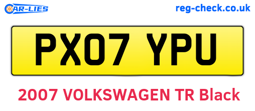 PX07YPU are the vehicle registration plates.