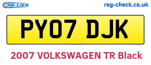 PY07DJK are the vehicle registration plates.