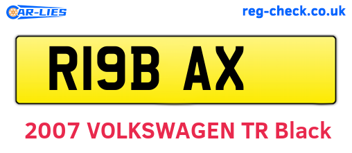 R19BAX are the vehicle registration plates.