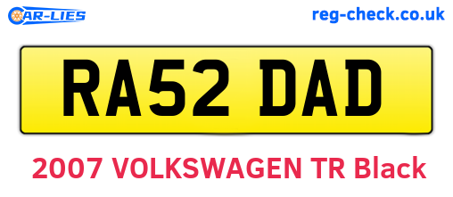 RA52DAD are the vehicle registration plates.