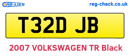 T32DJB are the vehicle registration plates.
