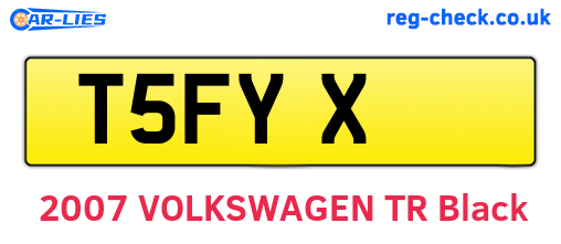 T5FYX are the vehicle registration plates.
