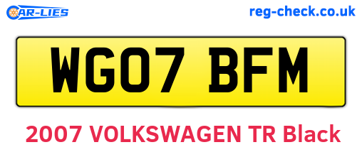 WG07BFM are the vehicle registration plates.