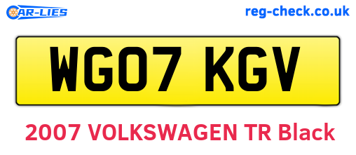 WG07KGV are the vehicle registration plates.