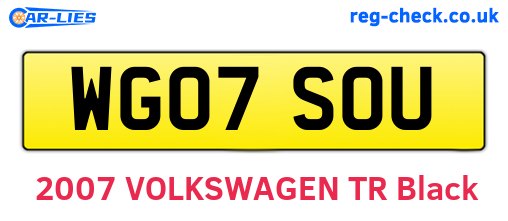 WG07SOU are the vehicle registration plates.