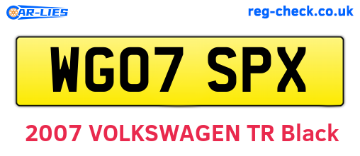 WG07SPX are the vehicle registration plates.