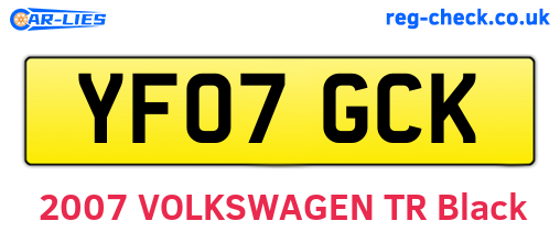 YF07GCK are the vehicle registration plates.