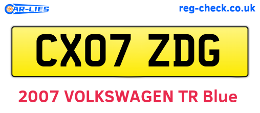 CX07ZDG are the vehicle registration plates.