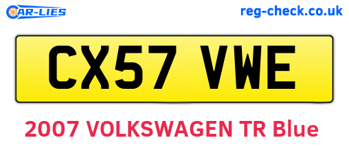 CX57VWE are the vehicle registration plates.