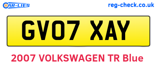 GV07XAY are the vehicle registration plates.
