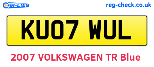 KU07WUL are the vehicle registration plates.