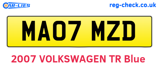 MA07MZD are the vehicle registration plates.