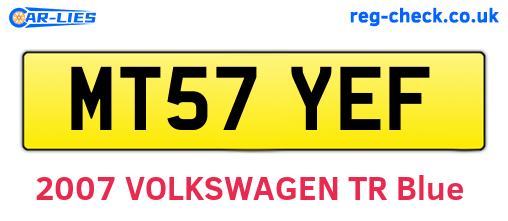 MT57YEF are the vehicle registration plates.