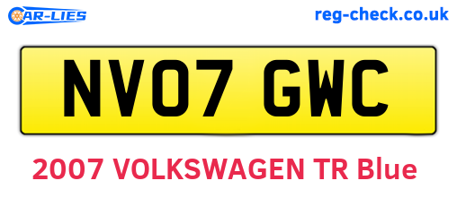 NV07GWC are the vehicle registration plates.