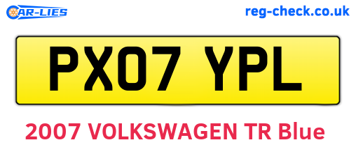 PX07YPL are the vehicle registration plates.