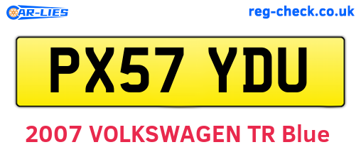 PX57YDU are the vehicle registration plates.