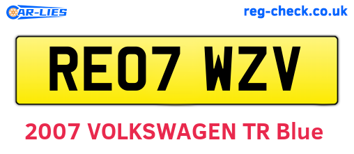 RE07WZV are the vehicle registration plates.