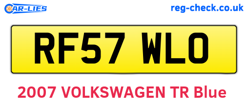 RF57WLO are the vehicle registration plates.