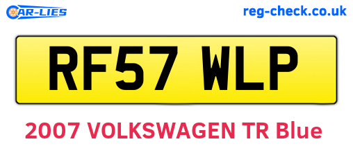 RF57WLP are the vehicle registration plates.